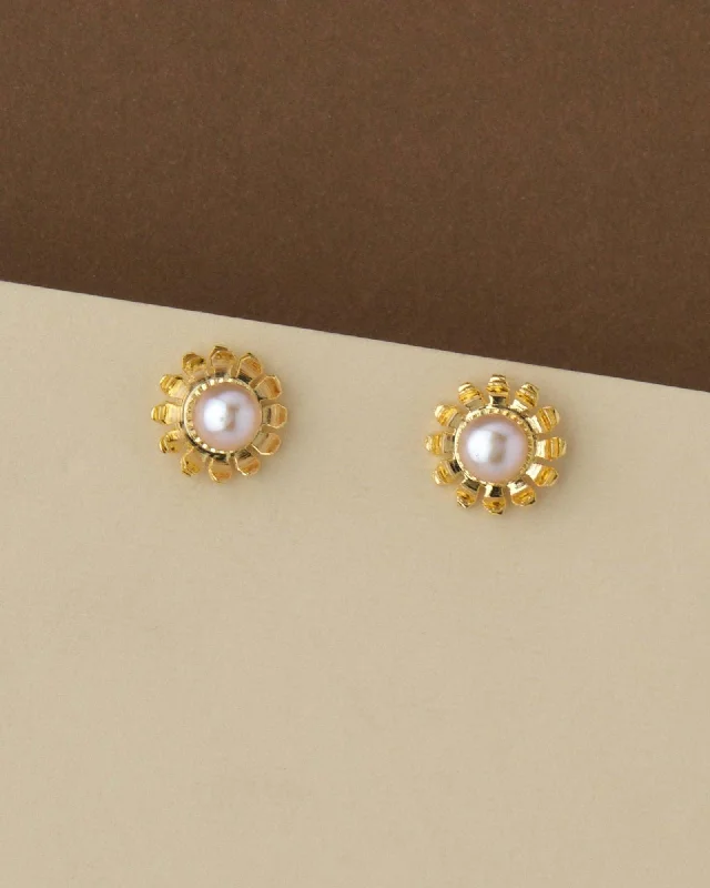 women gem earrings -Simple Pearl Stud Earring