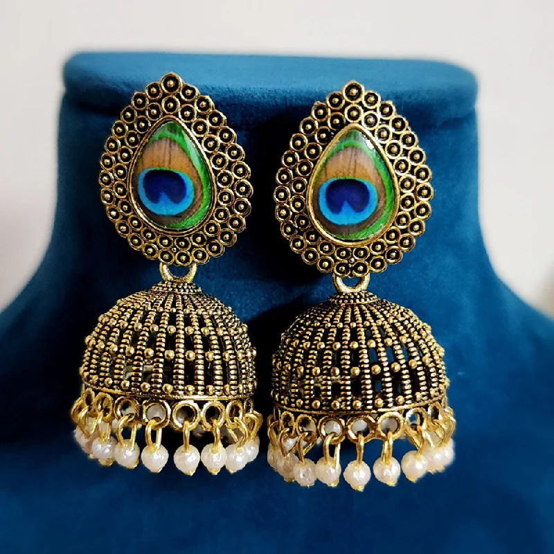 women pearl earrings -H K Fashion Gold Plated Pearls Jhumki Earrings