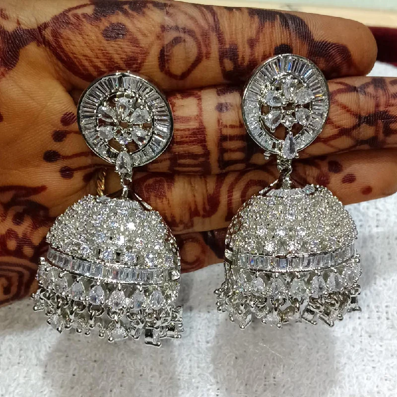 women luxury drop earrings -Kavita Art Silver Plated American Diamond Jhumki