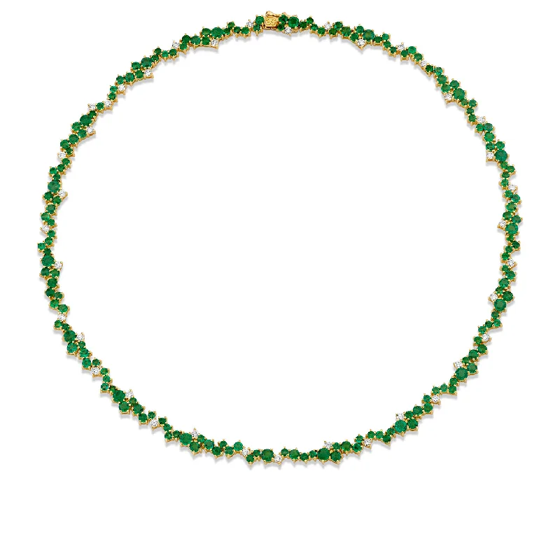 women luxury diamond necklaces -Gold, Diamond & Emerald Wicked Emeralds Cocktail Eternity Necklace