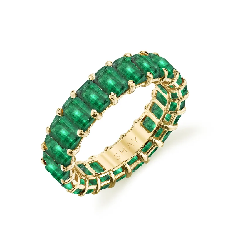 women vintage-style rings -READY TO SHIP EMERALD ETERNITY BAND