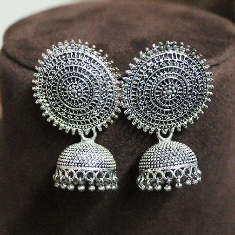 women sterling silver earrings -H K Fashion Oxidised Plated Jhumki Earrings