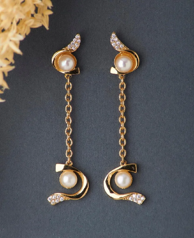 women luxury drop earrings -Stylish Real Peal Earring