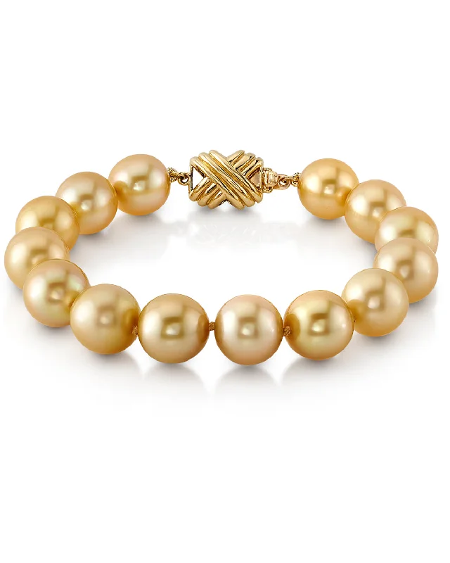 women gold bangles -Golden South Sea Pearl Bracelet, 10.0-11.0mm