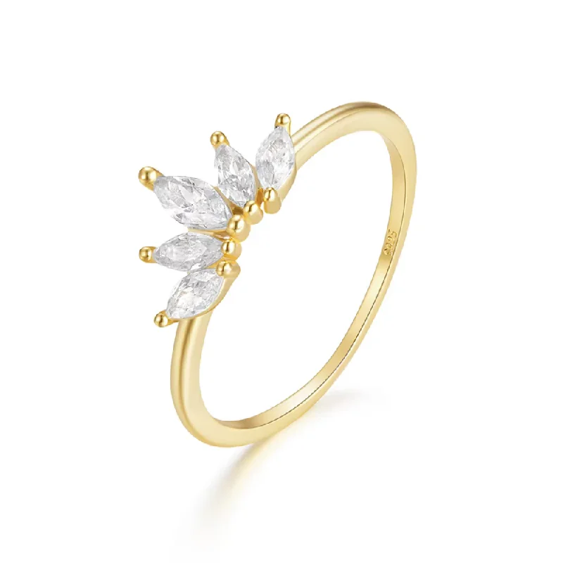 women chic rings -Glimmer Dainty Ring with Marquise-Cut AAAAA Cubic Zirconia