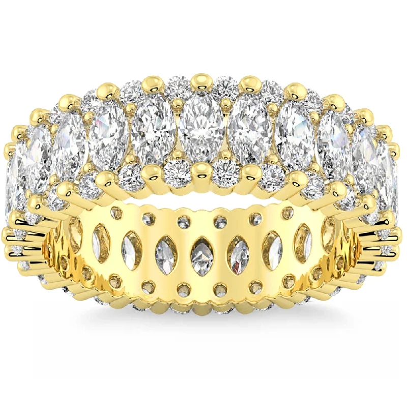 women vintage diamond engagement rings -6 Ct Marquise Diamond Eternity Ring 14k Gold Lab Grown Womens Eternity Band