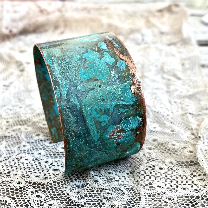 women custom engraved bangles -Cuff bracelet | medium | Turquoise patina