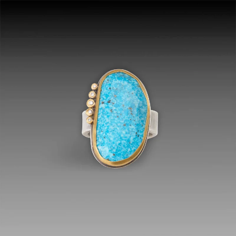 women elegant wedding rings -Faceted Turquoise Statement Ring