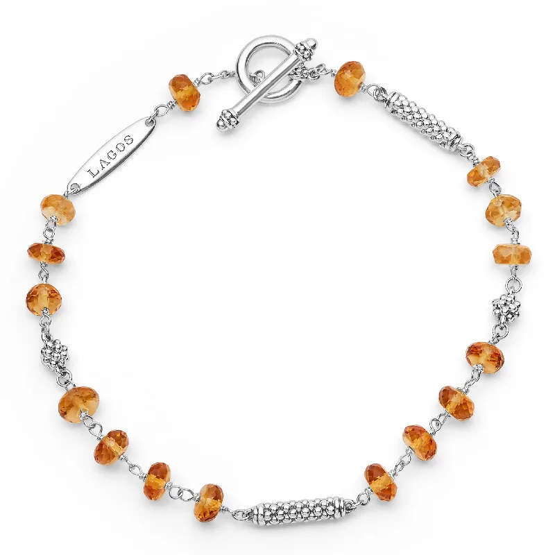 women minimalist bangles -Caviar Icon Citrine Beaded Bracelet