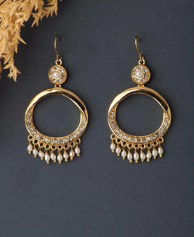 women gold hoop earrings -Traditional Real Pearl Earring