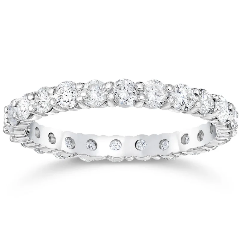 women cushion engagement rings -1 1/2 Ct Diamond Eternity Ring Women's Stackable 14k White Gold Band Lab Grown