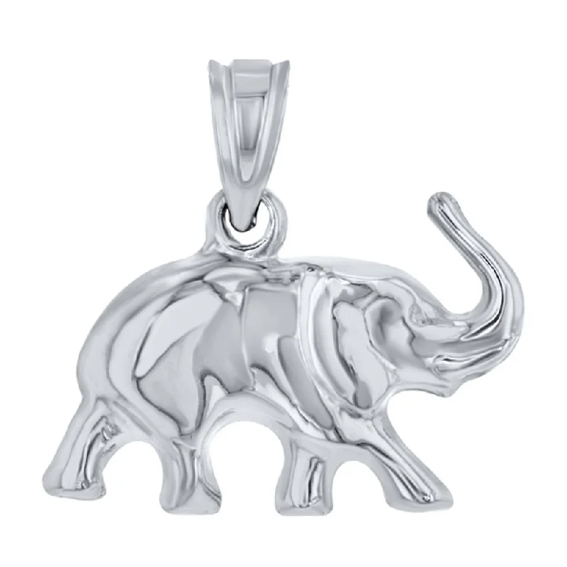 women fancy necklaces -14K White Gold Polished Elephant Good Luck Animal Pendant