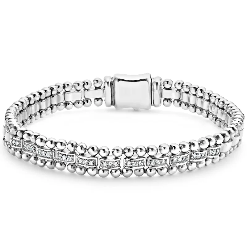 women diamond bracelets -Caviar Spark Diamond Link Bracelet | 7mm