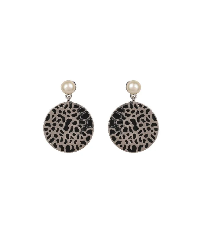 women retro earrings -Pretty Oxidized Silver Earring