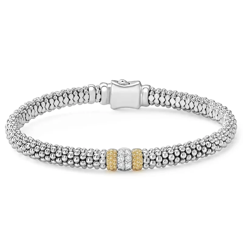 women beaded bracelets -Caviar Lux Single Station Diamond Caviar Bracelet | 6mm