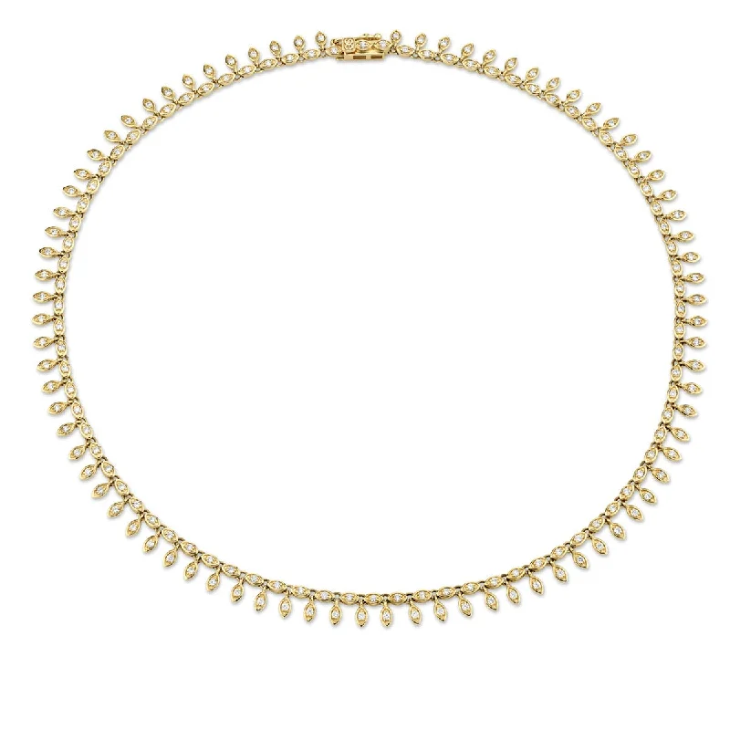 women vintage-style necklaces -Gold & Diamond Marquise Eye Eternity Fringe Necklace