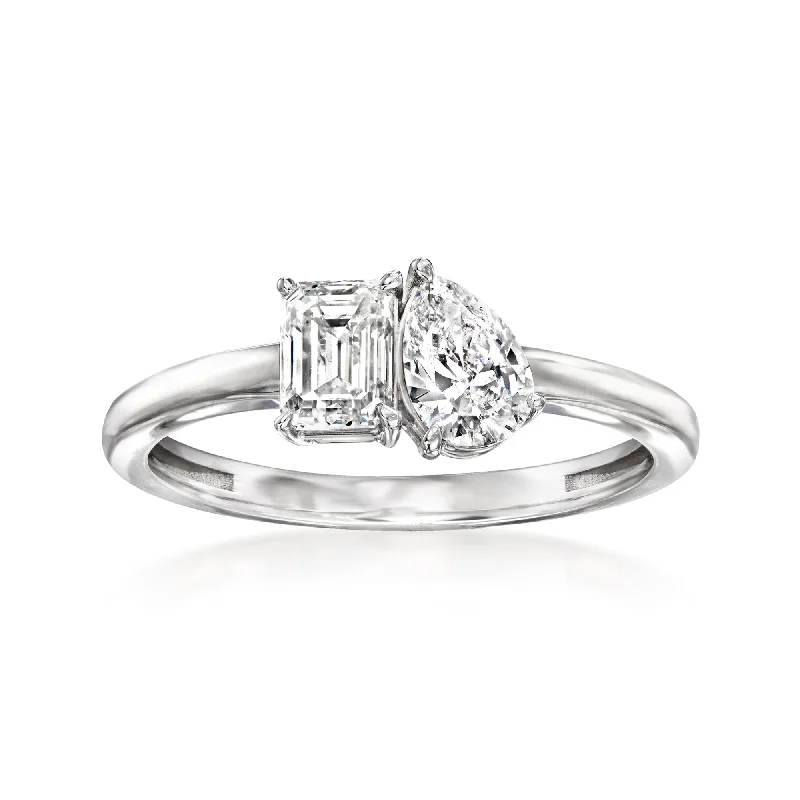 women affordable engagement rings -Ross-Simons Diamond Toi Et Moi Ring in 14kt White Gold