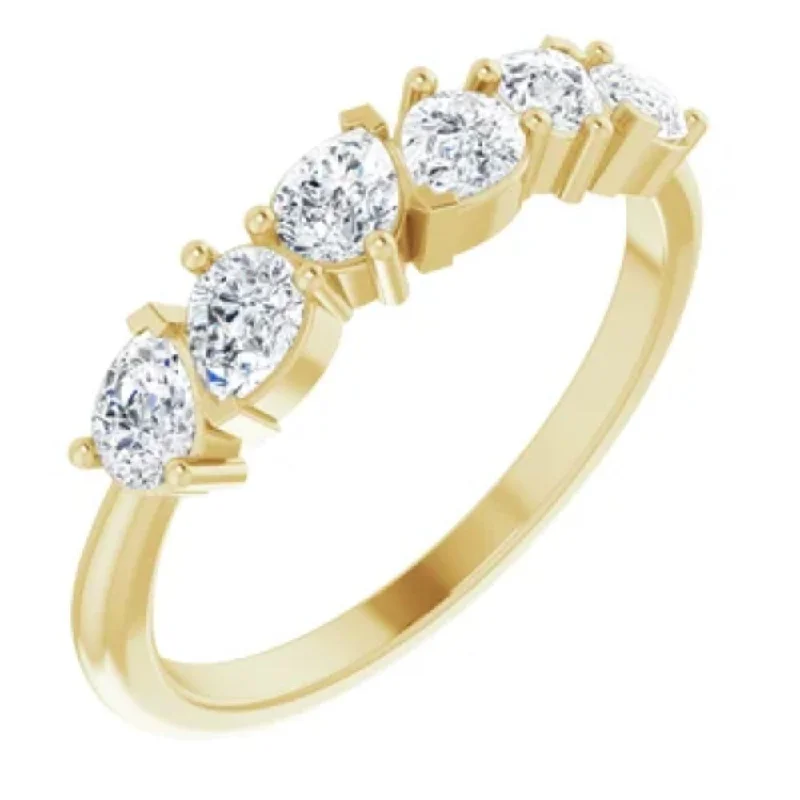 women gold engagement rings -1 1/3CtPear Shaped Diamond Anniversary Band 14k Gold Lab Grown