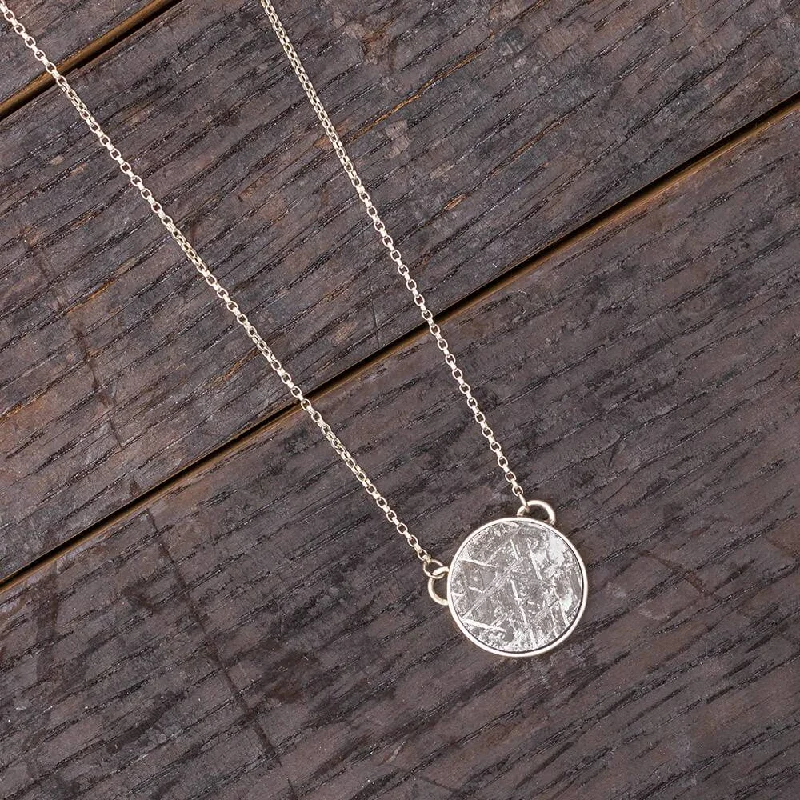 women geometric necklaces -Authentic Meteorite Pendant Necklace