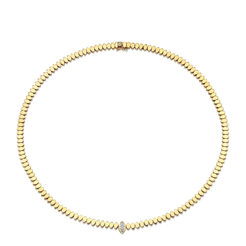 women geometric necklaces -Gold & Diamond Marquise Eye Necklace