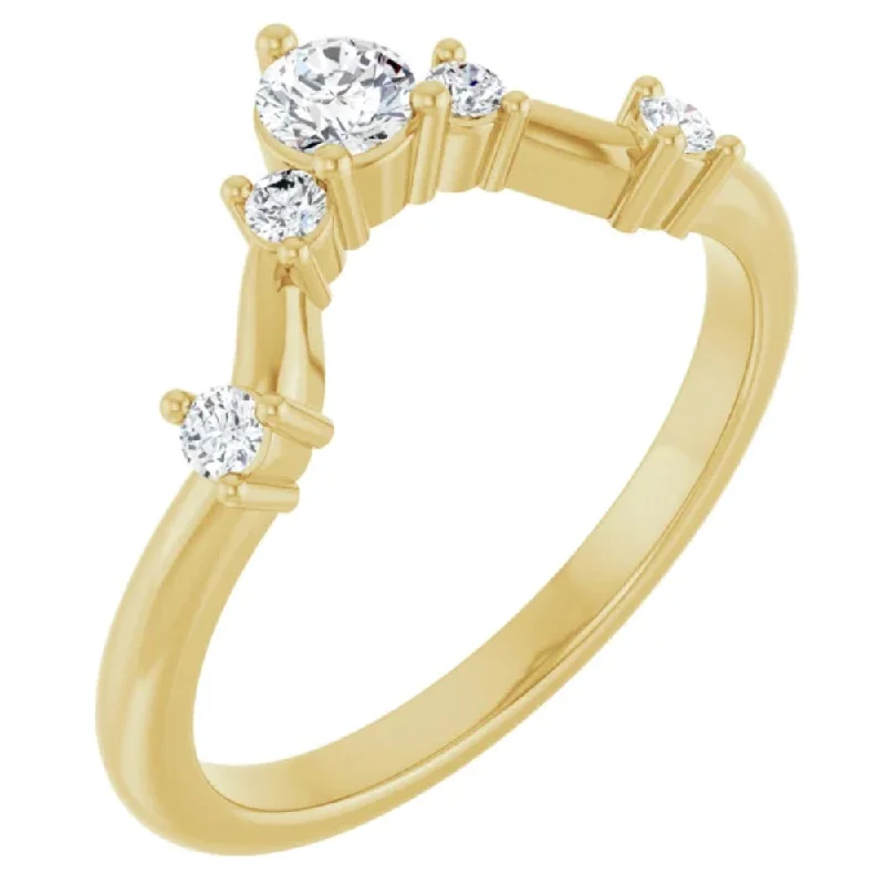 women classic solitaire diamond engagement rings -1/2Ct Diamond V Shape Contour Wedding Guard Ring Lab Grown 14k Gold