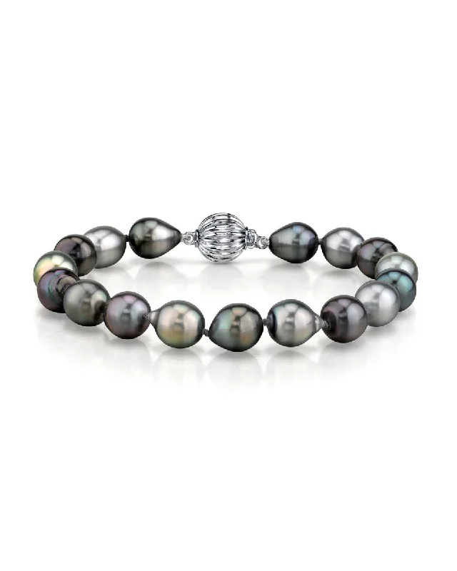 women anniversary bracelets -Multi-Color Tahitian Drop-Shape Pearl Bracelet, 9.0-10.0mm - AAAA Quality