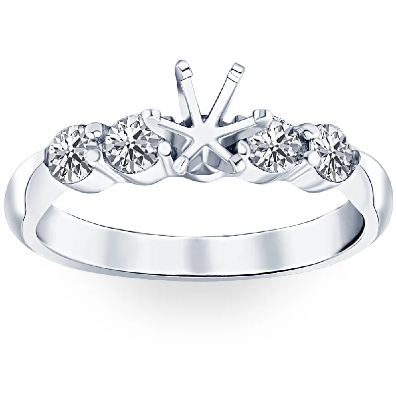 women unique wedding engagement rings -1/2ct Diamond Semi Mount Engagement Ring 14K White Gold Round Setting