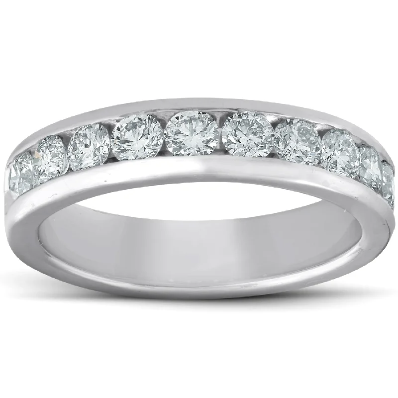 women affordable diamond engagement rings -Platinum 1ct Channel Set Diamond Wedding Ring