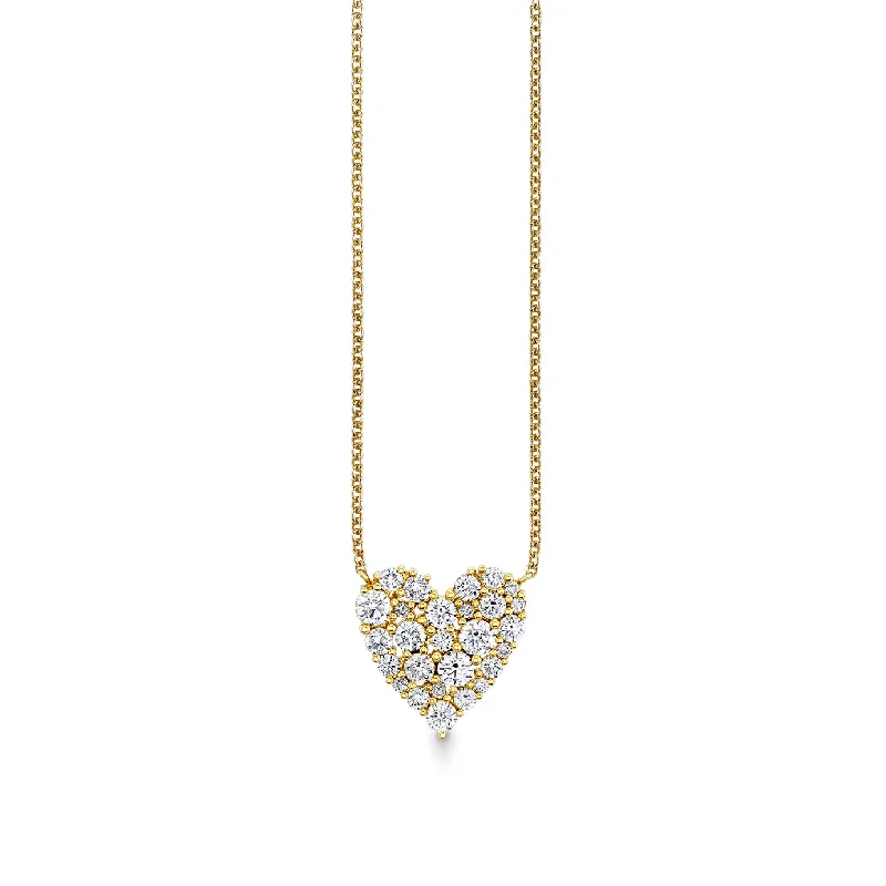 women art deco necklaces -Gold & Diamond Cocktail Heart Necklace