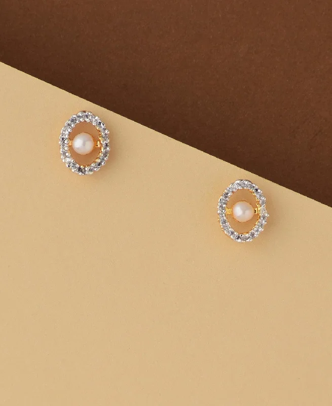 women hoop statement earrings -Pretty Pearl Stud Earring