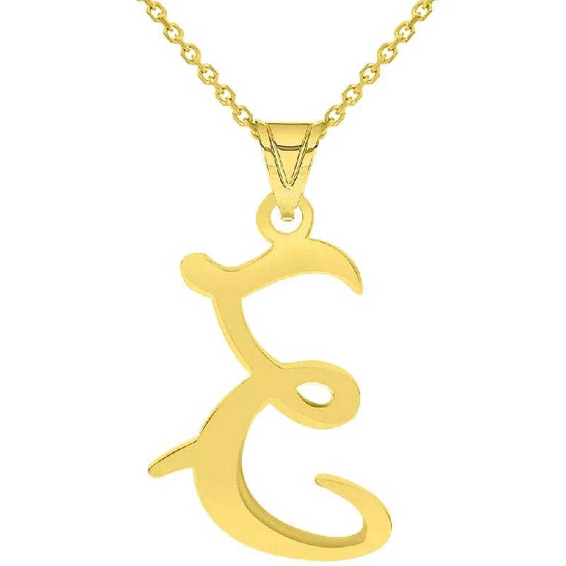 women birthstone necklaces -14k Yellow Gold Dainty Uppercase Script Initial Z Cursive Letter Pendant Necklace