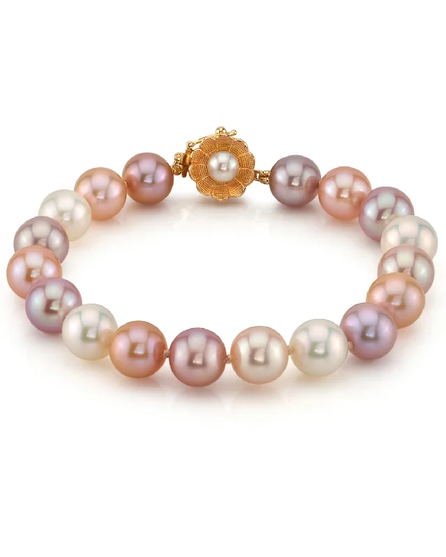 women custom bracelets -8.5-9.5mm Multicolor Freshwater Pearl Bracelet - AAAA Quality