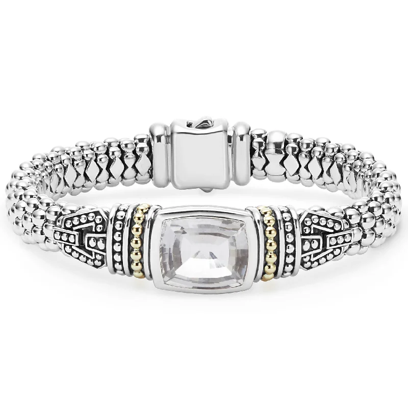 women gemstone charm bracelets -Caviar Color White Topaz Caviar Bracelet | 9mm