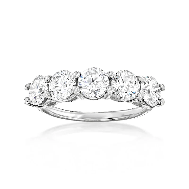 women custom diamond engagement rings -Ross-Simons Lab-Grown Diamond 5-Stone Ring in 14kt White Gold