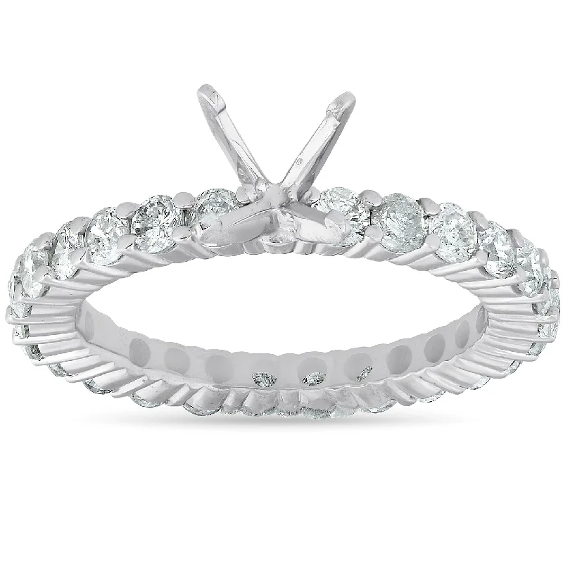 women modern engagement rings -1 1/2ct Diamond Eternity Mount Engagement Ring Setting 14k White Gold