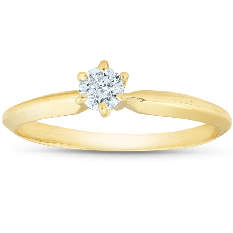 women unique engagement rings -14k Yellow Gold 1/5ct Round Solitaire Diamond Engagement Ring