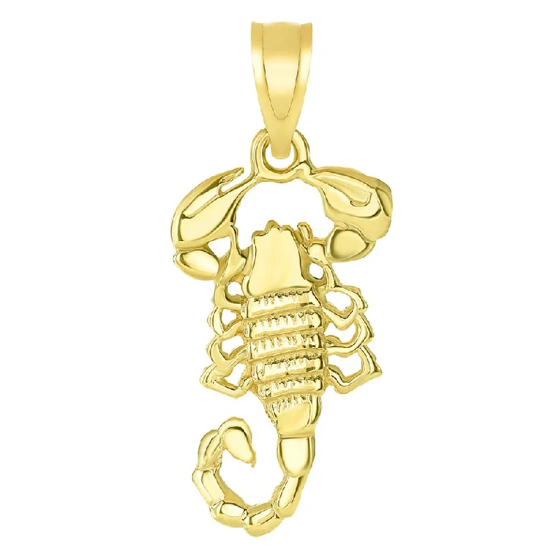 women minimalist necklaces -14k Yellow Gold Textured Scorpion Charm Zodiac Pendant