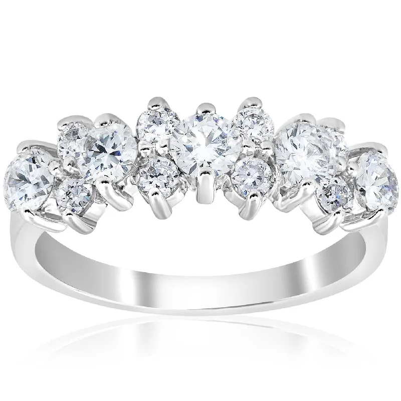 women diamond-accent engagement rings -1 1/4 CT Diamond Wedding Anniversary Ring 14K White Gold