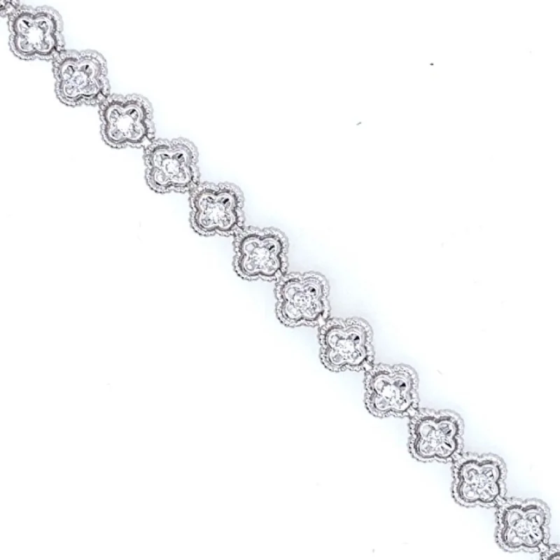 women oval bracelets -Rounded and Milgrain Edge Design Diamond Tennis Bracelet