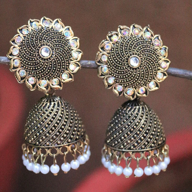 women butterfly earrings -H K Fashion Gold Plated Austrian Stone And  Pearls Jhumki Earrings