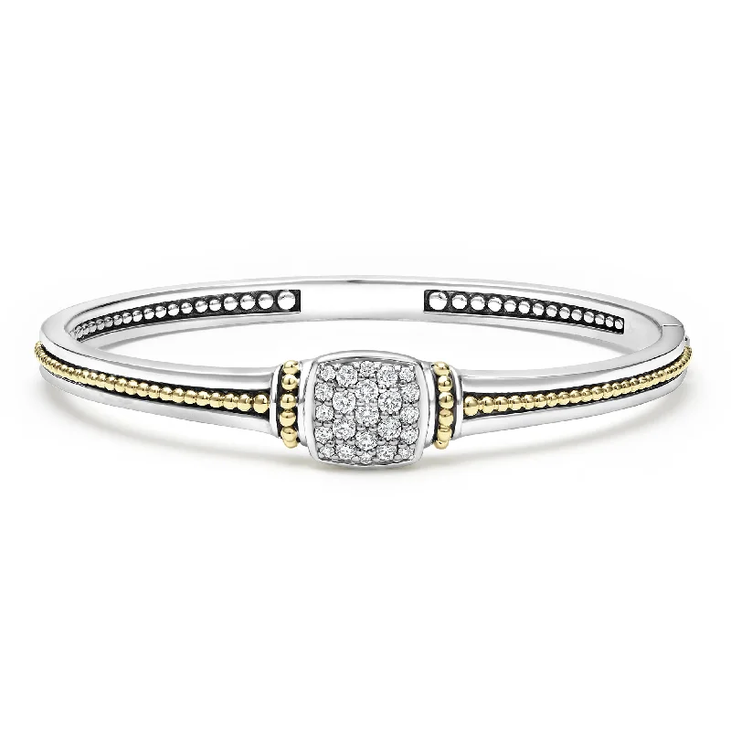 women custom engraved bangles -Rittenhouse Two-Tone Diamond Cuff Bracelet