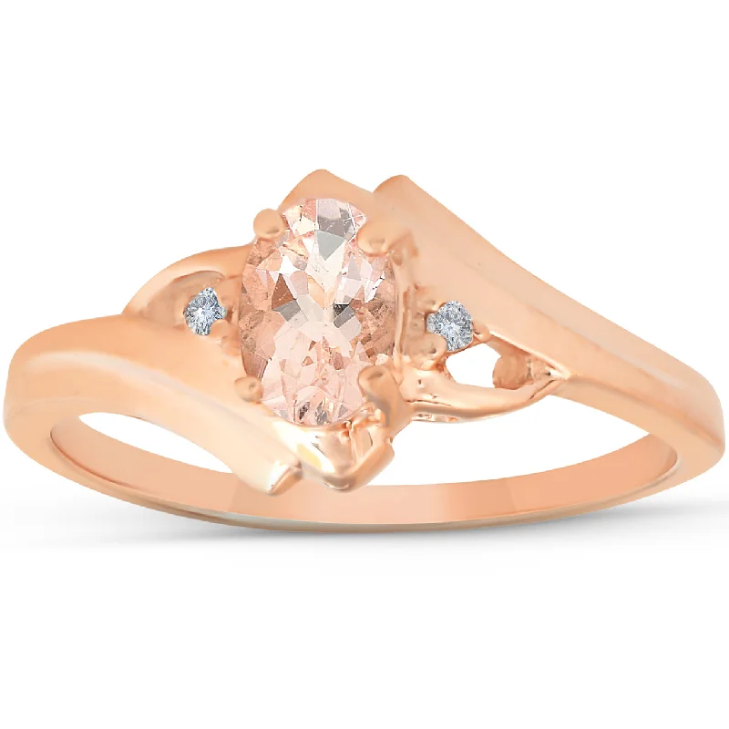 women custom wedding rings -1/2ct Morganite & Diamond Ring 14K Rose Gold