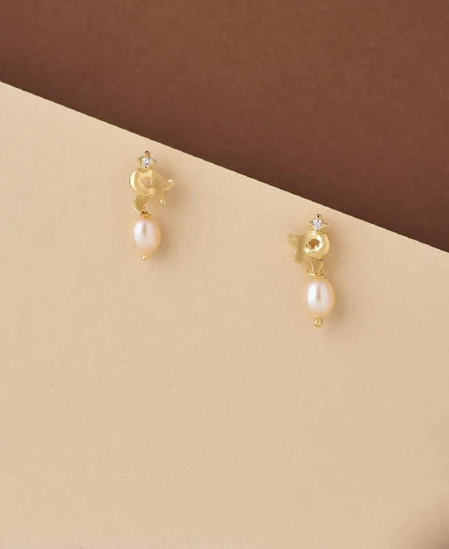 women dangle earrings -Pretty Stone Studded Pearl Earring