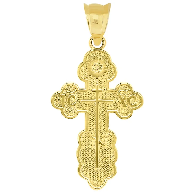 women stylish necklaces -Solid 14k Yellow Gold St. Olga Eastern Orthodox Cross with IC XC Pendant