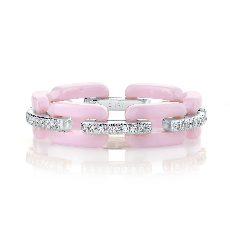 Pink Ceramic/White Gold/Dia