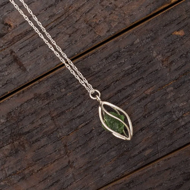 women vintage charm necklaces -Rough Moldavite Necklace