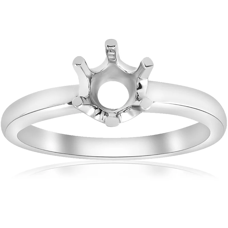 women unique cut engagement rings -Solitaire Solstice Style Engagement Ring Setting 14K White Gold