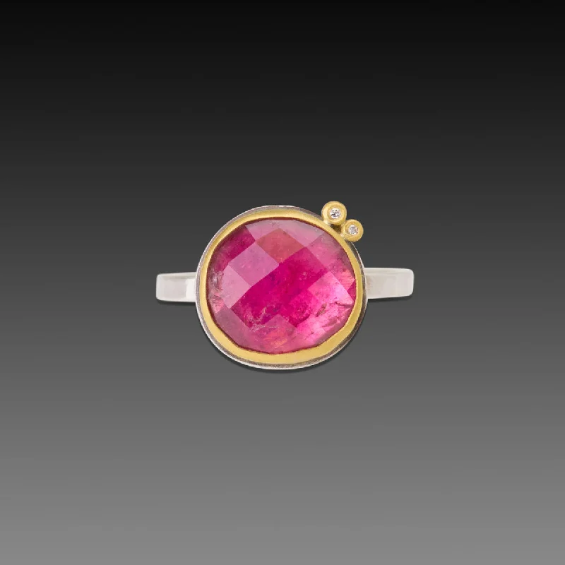 women sapphire rings -Ombre Pink Tourmaline Ring with Diamonds