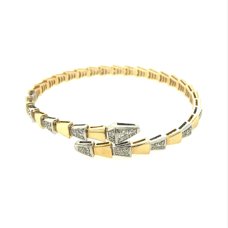 women stack bracelets -Diamond Accented Bypass Design Flexible Bracelet