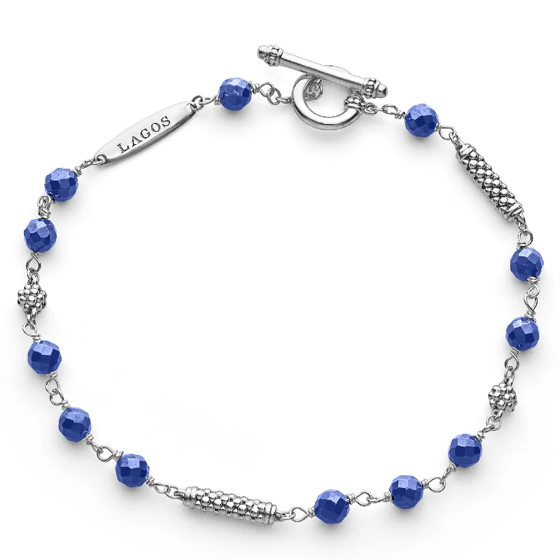 women stack bracelets -Caviar Icon Ultramarine Beaded Bracelet